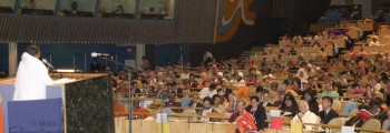 Amma delivering her message at the United Nations