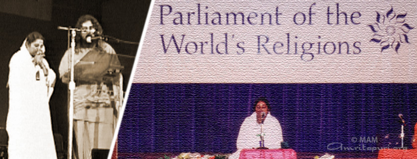 Amma addresses the Parliament of World’s Religions in 1993