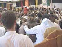 Amma giving darshan in Paris, France