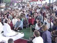 Amma sits for meditation.