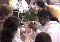 Amma during darshan in Seattle