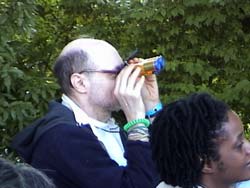 A man with binoculars