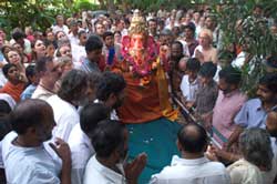 Ganesha procession in Amritapuri