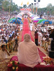 Amma on stage in Trissur, Kerala