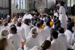 Amma talking to the tour group about death