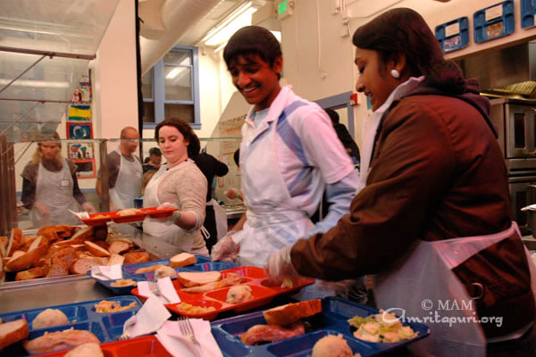 Participants serving food during the AYUDH retreat