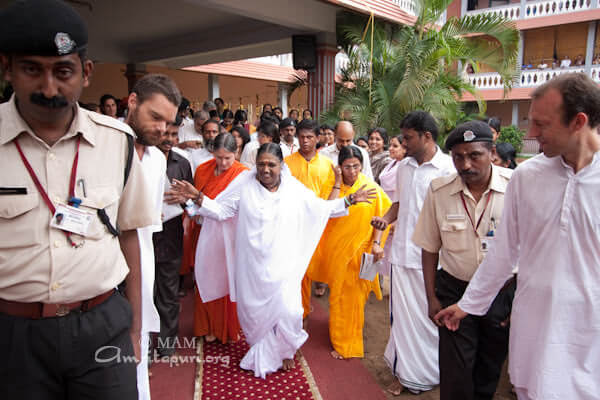 Amma on her way to the stage for the program
