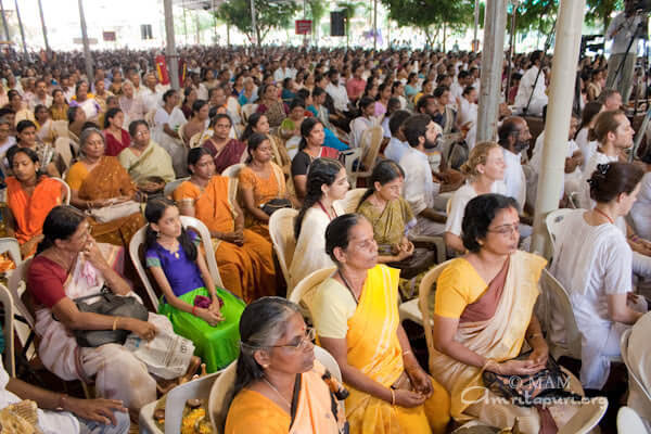 Listening to Amma with rapt attention