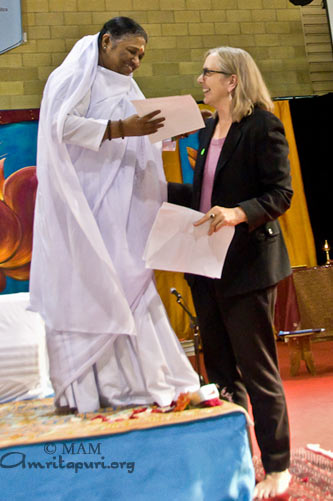 The Green party New South Wales giving an award to Amma
