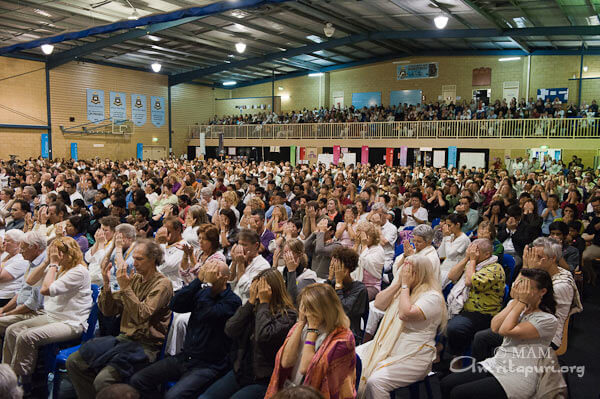 People participating in Atma puja led by Amma