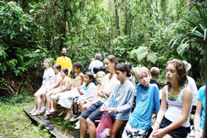 Br. Shantamrita with kids in Fiji