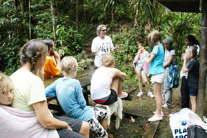 Br. Shantamrita with kids in nature