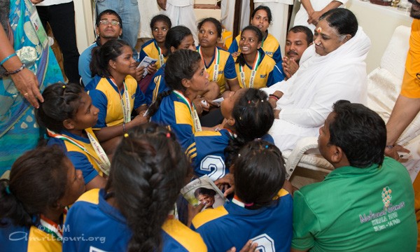 Winners of the National Games women Rugby team meet Amma