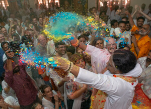 Playing Holi at Amritapuri