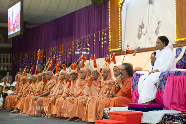 Amma with Sannyasins