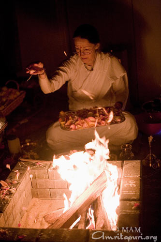 Bri. Remadevi performing a Homa during the inaugural ceremony