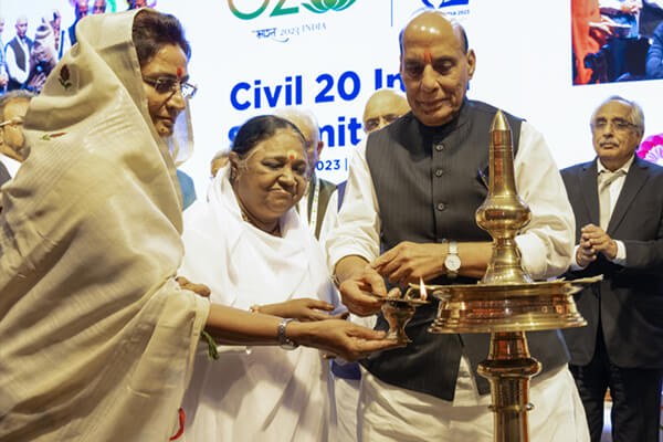 Amma lighting the lamp