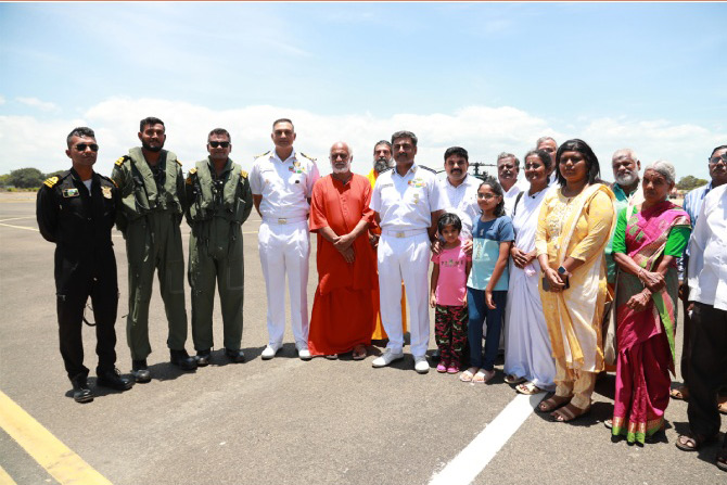 Swami Ramakrishnananda with members of the Indian Navy