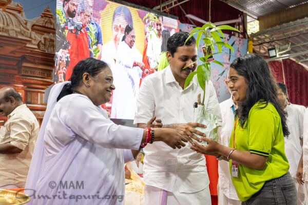 Amma distributing saplings on World Environment Day